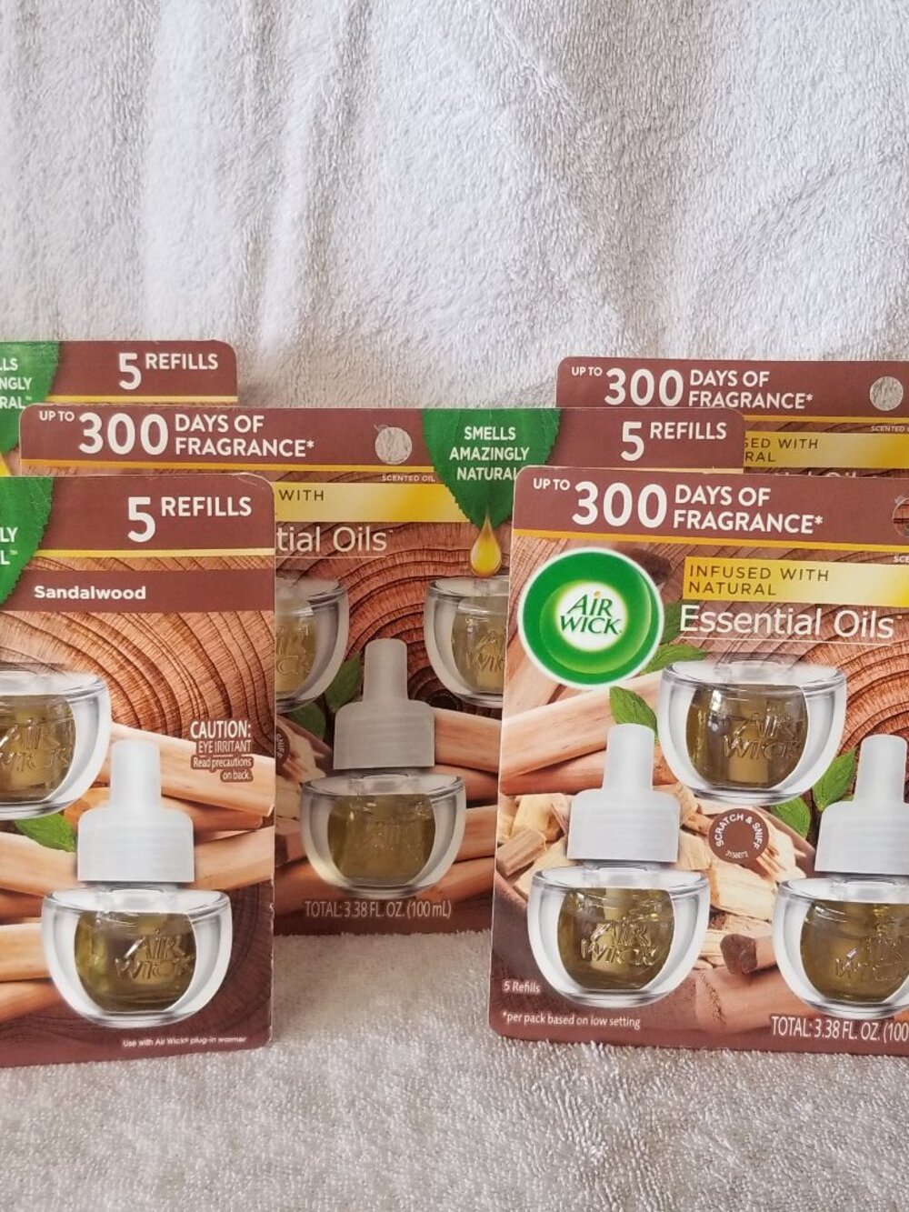 5 Air Wick Sandalwood scented oil refill Brand New wih 5 refills per pack